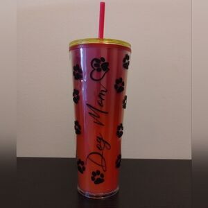 Handmade Dog Mom Skinny Tumbler with Straw 24oz Ombre